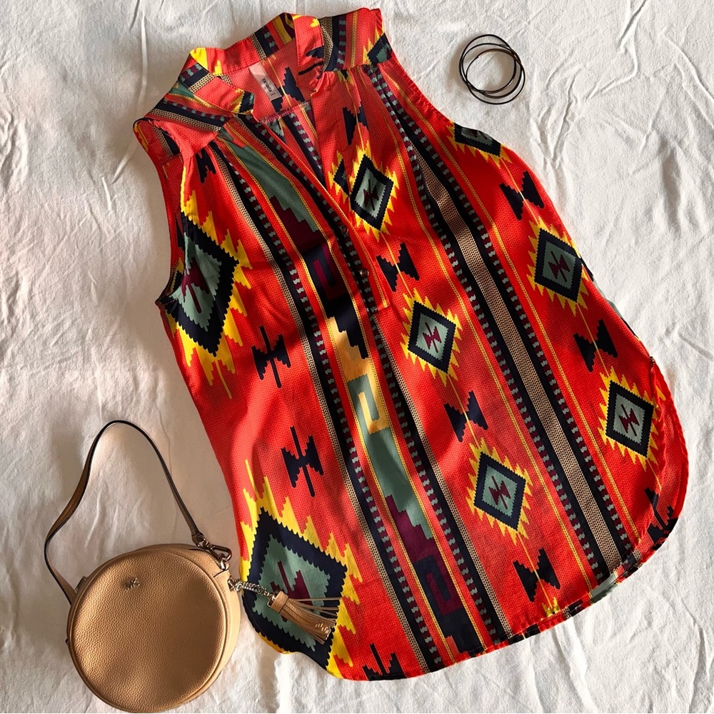 Light weight Sleeveless Sarape Print Top